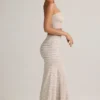 Melida Modal Foldover Wide-Leg Trousers in roze & gele streep