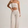 Verna Modal strapless crop top in roze-geel gestreept