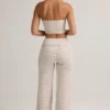Melida Modal Foldover Wide-Leg Trousers in roze & gele streep
