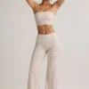 Melida Modal Foldover Wide-Leg Trousers in roze & gele streep