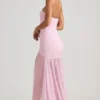 Melina asymmetrische strapless maxi-jurk met vissenstaart in zachtroze