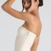 Melvina gerimpelde, strikbare strapless korset-top in ivoor Melvina gerimpelde, strikbare strapless korset-top in ivoor