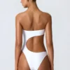 Miami bandeau-badpak met cut-outs en kralenversiering in wit