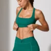Mini-short met gedraaide tailleband en zakken in blauwgroen