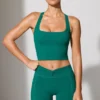 Mini-short met gedraaide tailleband en zakken in blauwgroen