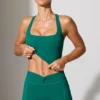 Mini-short met gedraaide tailleband en zakken in blauwgroen