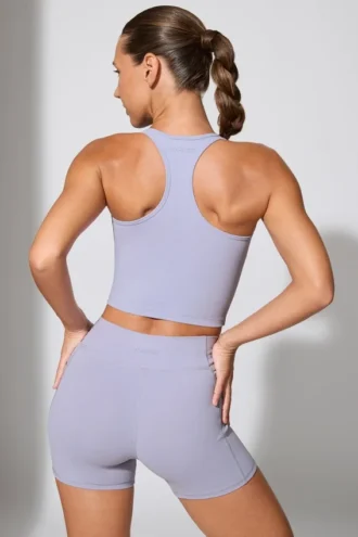 Mini-short met gedraaide tailleband en zakken in periwinkle