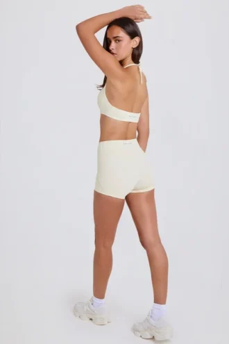 Mini-short met hoge taille in crème
