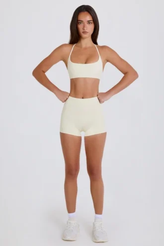 Mini-short met hoge taille in crème