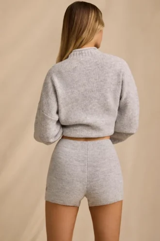 Mini-short met middelhoge taille in Ice-mélange