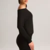 Mira Modal Off-Shoulder Wrap Minijurk in Zwart
