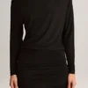 Mira Modal Off-Shoulder Wrap Minijurk in Zwart