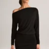 Mira Modal Off-Shoulder Wrap Minijurk in Zwart