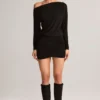 Mira Modal Off-Shoulder Wrap Minijurk in Zwart