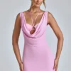 Mirabel mini-jurk met col en A-lijn in babyroze