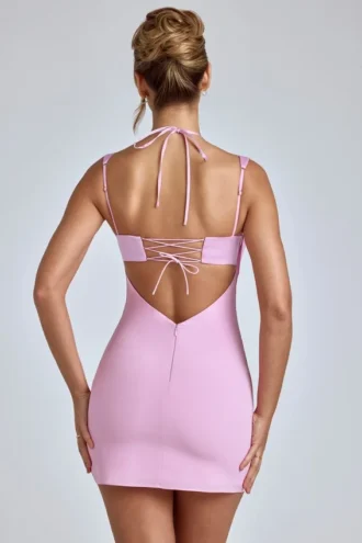 Mirabel mini-jurk met col en A-lijn in babyroze