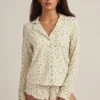 Mirae Modal pyjamatop met lange mouwen in citroenprint