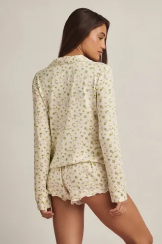 Mirae Modal pyjamatop met lange mouwen in citroenprint