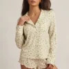 Mirae Modal pyjamatop met lange mouwen in citroenprint