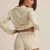 Mirae Modal pyjamatop met lange mouwen in citroenprint