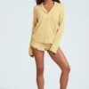 Mirae Modal pyjamatop met lange mouwen in pastelgeel