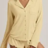 Mirae Modal pyjamatop met lange mouwen in pastelgeel