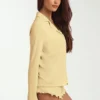 Mirae Modal pyjamatop met lange mouwen in pastelgeel