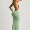 Mirri bouclé halternek maxi-jurk in mint