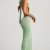 Mirri bouclé halternek maxi-jurk in mint