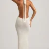 Mirri Bouclé halternek maxi-jurk in wit