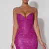 Mischa versierde minijurk met sweetheart-hals in magenta