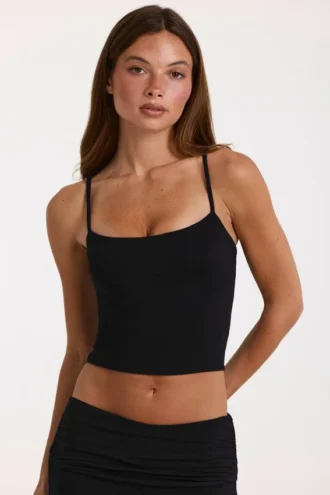 Modal cropped tanktop in zwart