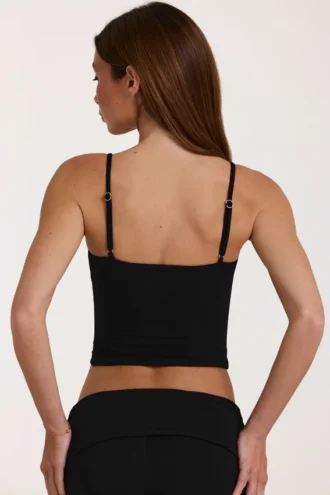 Modal cropped tanktop in zwart