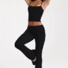 Modal flared broek met middelhoge taille in zwart