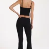 Modal flared broek met middelhoge taille in zwart