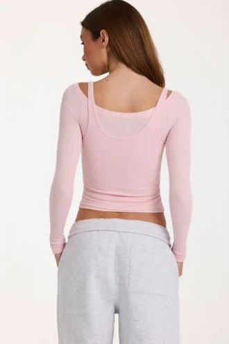 Modal gelaagde top  in Blush Marl