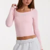 Modal gelaagde top  in Blush Marl