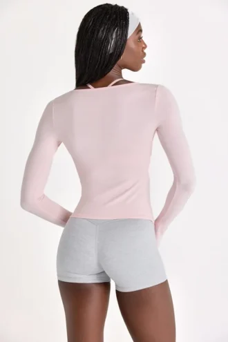 Modal top met strik aan de voorkant in Blush