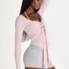 Modal top met strik aan de voorkant in Blush