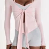 Modal top met strik aan de voorkant in Blush
