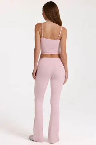 Modal uitlopende broek met middelhoge taille in blush