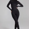 Musa jumpsuit met hoge hals en lange mouwen in zwart