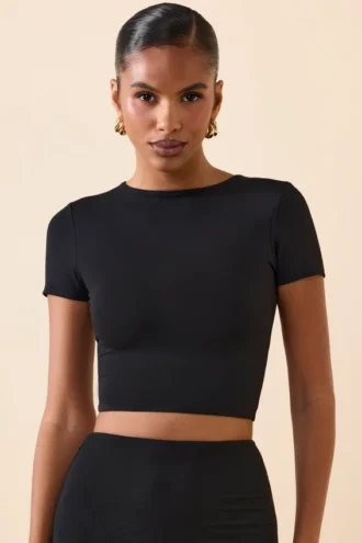 Myaree crop top met kapmouwtjes in zwart