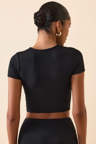 Myaree crop top met kapmouwtjes in zwart