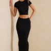 Myaree crop top met kapmouwtjes in zwart