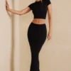 Myaree crop top met kapmouwtjes in zwart