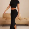 Myaree crop top met kapmouwtjes in zwart