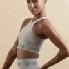 Naadloze crop top met racerback in zilver