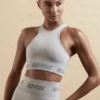 Naadloze crop top met racerback in zilver