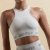 Naadloze crop top met racerback in zilver
